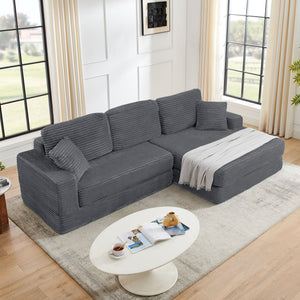 Modern Minimalist L Shape Modular Sectional Sofa, Couch