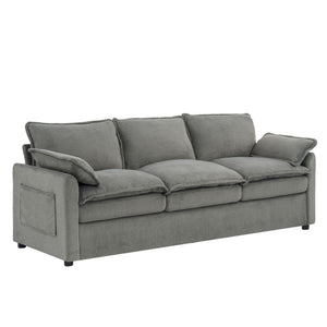 Modern 3 Seater Sofa With Side Storage Pockets For Living Room