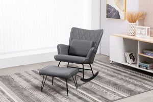 Rocking Accent Chair With Lumbar Pillow And Ottoman