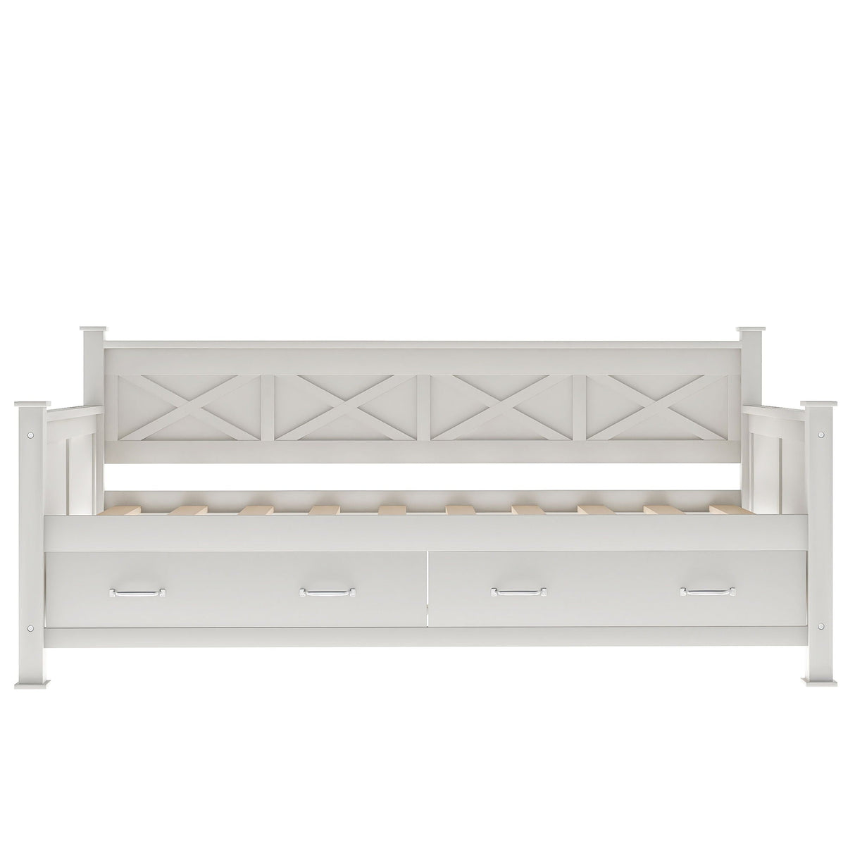Modern Daybed With 2 Large Drawers, X Shaped Frame