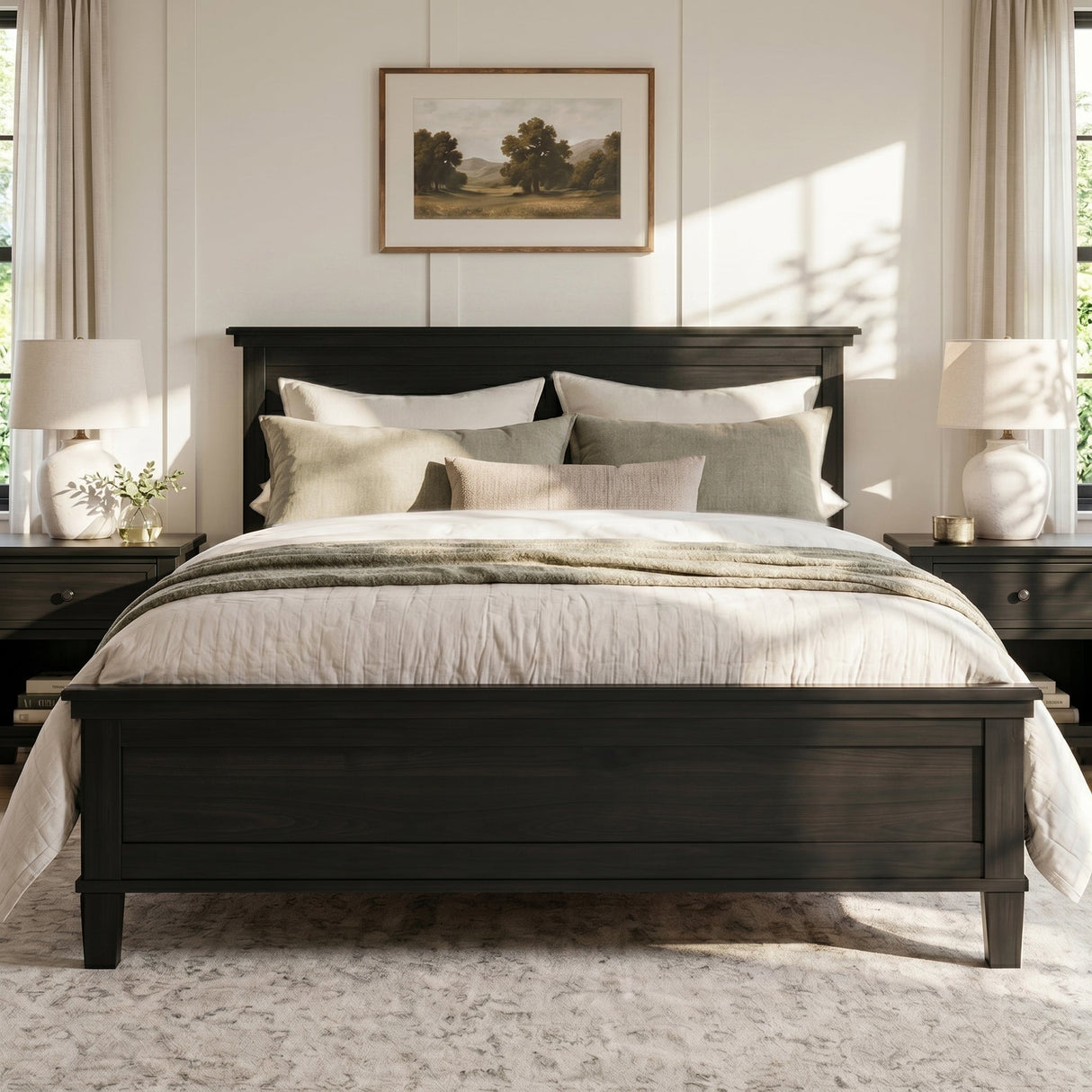 Mid-Century Modern Wood Platform Bed