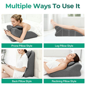 Ergonomic Spinal Posture Support & Multi-Functional Bed Pillow - Grey