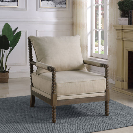 Upholstered Bobbin Accent Chair