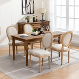 French Style Solid Wood Frame Linen Back Dining Chair Set of 2