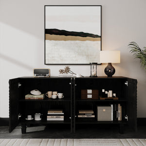 59'' Modern Buffet Sideboard with 4 Sunburst Doors