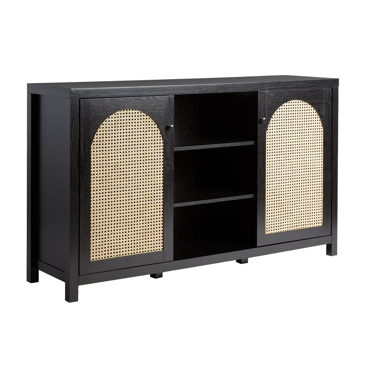 Celestialix 58" 2-Door Sideboard with Arched Rattan Panels