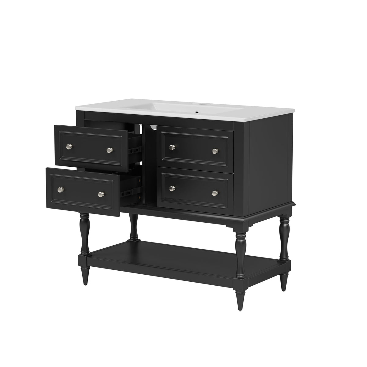 36" Bathroom Vanity Cabinet with Undermount Sink and 4 Drawers - Beige, Black, White