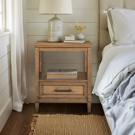Nightstand with Bottom Drawer and Open Shelf