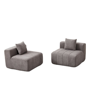 Modular Sectional Sofa With 2 Pillows, Symmetrical Design
