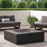 Modern 50,000 BTU Square MgO Fire Table with Propane Tank in Dark Grey