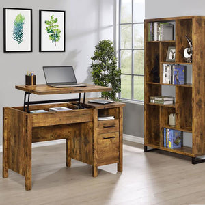 6 Tier Rectangular Bookcase With Accents - Brown