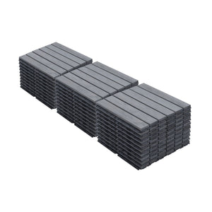 Interlocking Deck Tiles Striped Pattern Waterproof Brown