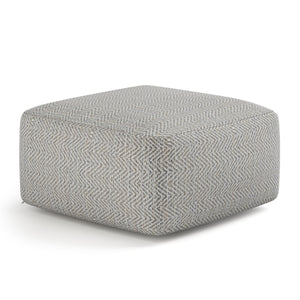 Patterned Grey Melange Square Accent Pouf with Polystyrene Fill - Grey