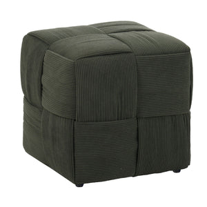 Square Ottoman Foot Rest with Woven Corduroy Design - Fabric