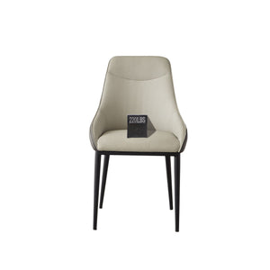 Modern Dining Chair Set Upholstered Seats Steel Metal Legs 2 Tone Contemporary Kitchen Living Room Furniture (Set of 2) - Black / Gray