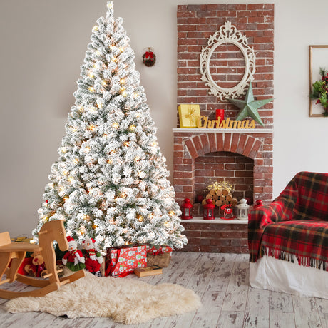 7FT-Flocked-Christmas-Tree-with-350-Warm-White-Incandescent-Lights-Christmas-Trees