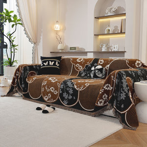 Modern Retro Sofa Throw - Decorative, Washable Chenille Blanket & Couch Protector