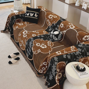Modern Retro Sofa Throw - Decorative, Washable Chenille Blanket & Couch Protector