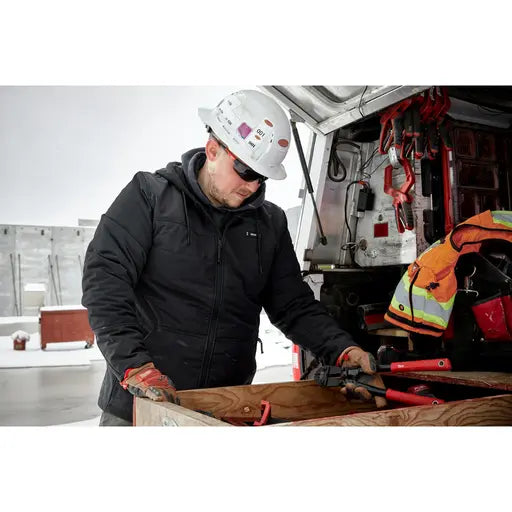 Open Box -  Milwaukee Tool Men's X-Large M12 12V Li-Ion Cordless AXIS Black Heated Hooded Jacket Kit w/(1) 3Ah Battery, Charger