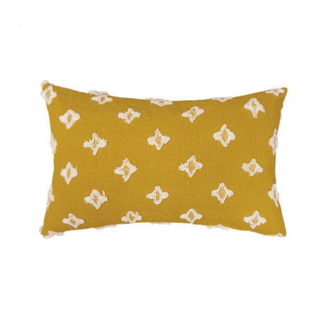 12''x20'' Tufted Floral lumbar support 100% cotton Throw Pillow | 7 Colors – Textured Daisy Stitch Design | Boho Chic Lumbar & Accent Pillow | Insert Included