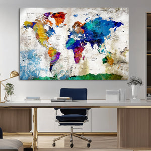 World Map Canvas Print – Framed Travel Map Wall Art for