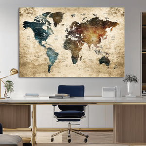 World Map Canvas Print – Detailed Map of the World Wall Art