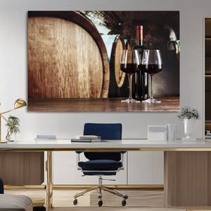 Wine and Barrel Wall Art Canvas Print