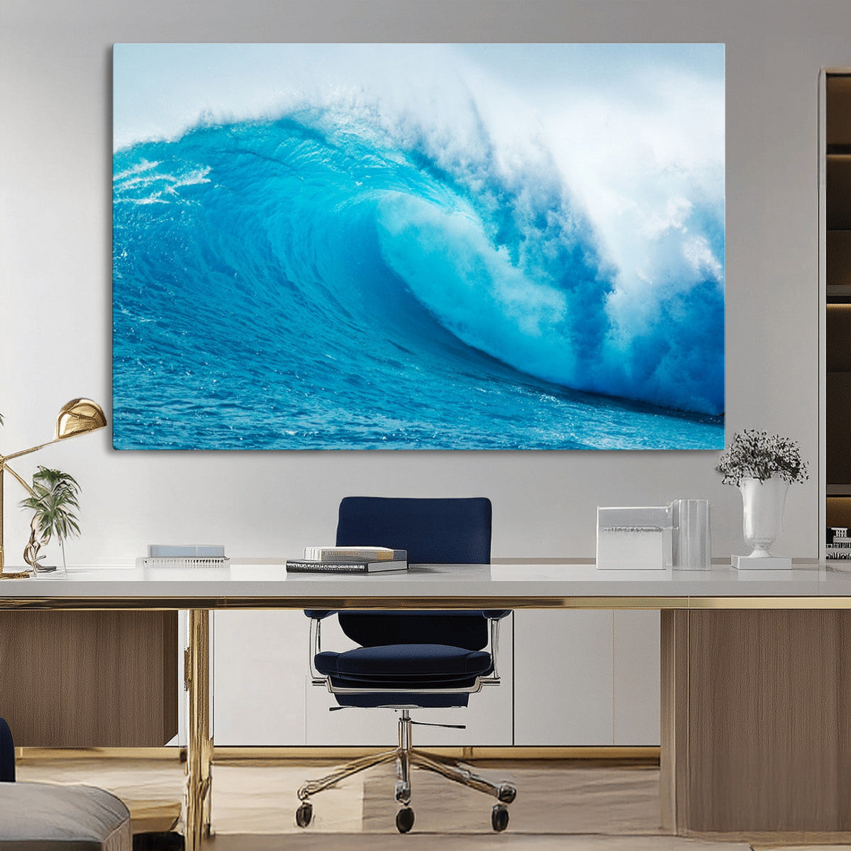 Big Ocean Surfing Wave Wall Art Canvas Print