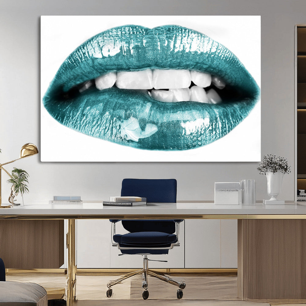 Blue Lips Wall Art Canvas Print