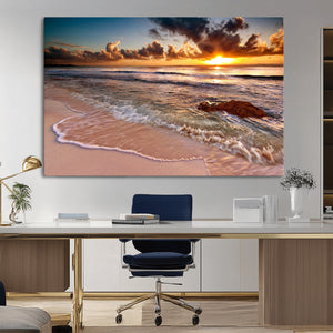 Sunset on Ocean Wall Art Canvas Print
