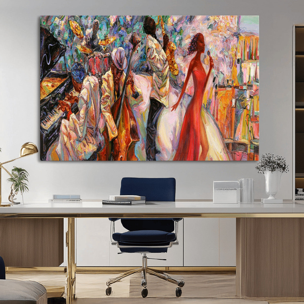 Abstract Afro American Jazz Canvas Wall Art | Music-Inspired