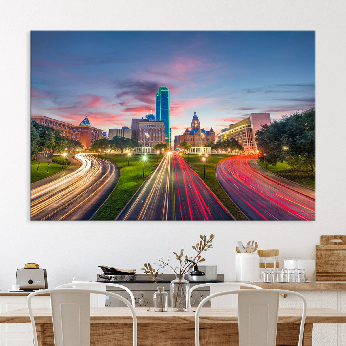 Dallas City Lights Large Wall Art Dallas Cityscape Canvas