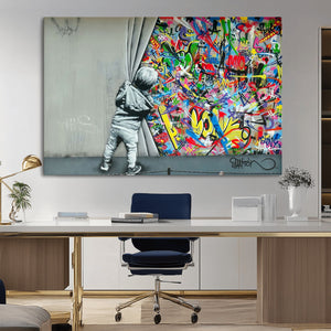 Banksy Colorful Street Graffiti Canvas Wall Art Print,