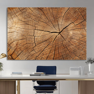Tree Ring Canvas Art, Rustic Wood Grain Wall Art, Tree Slice