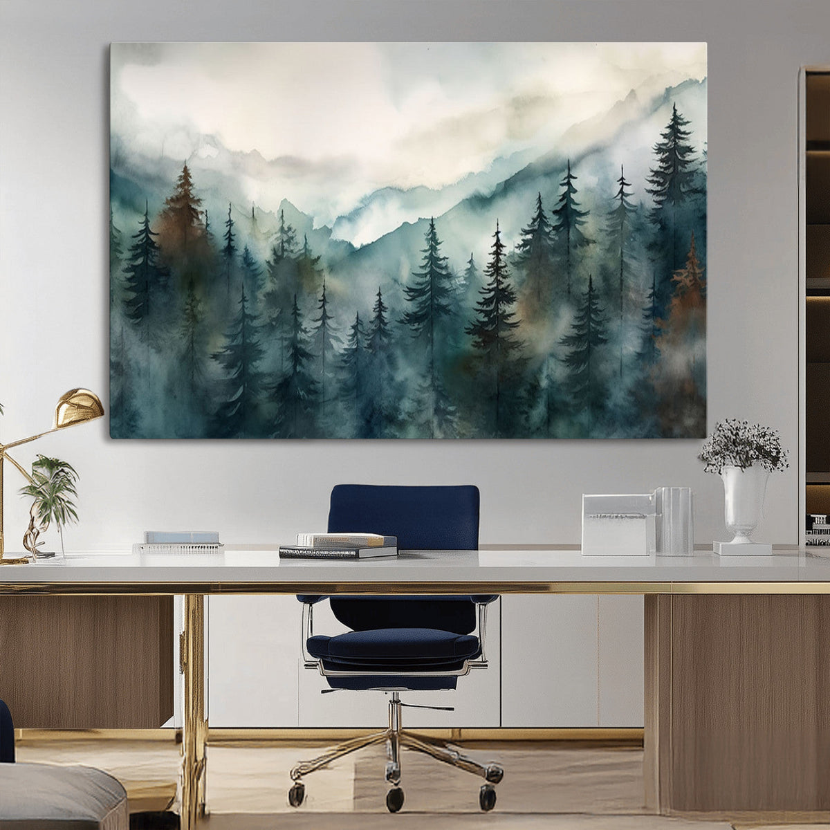 Serenity Forest Wall Art Canvas | Foggy Mountain Landscape