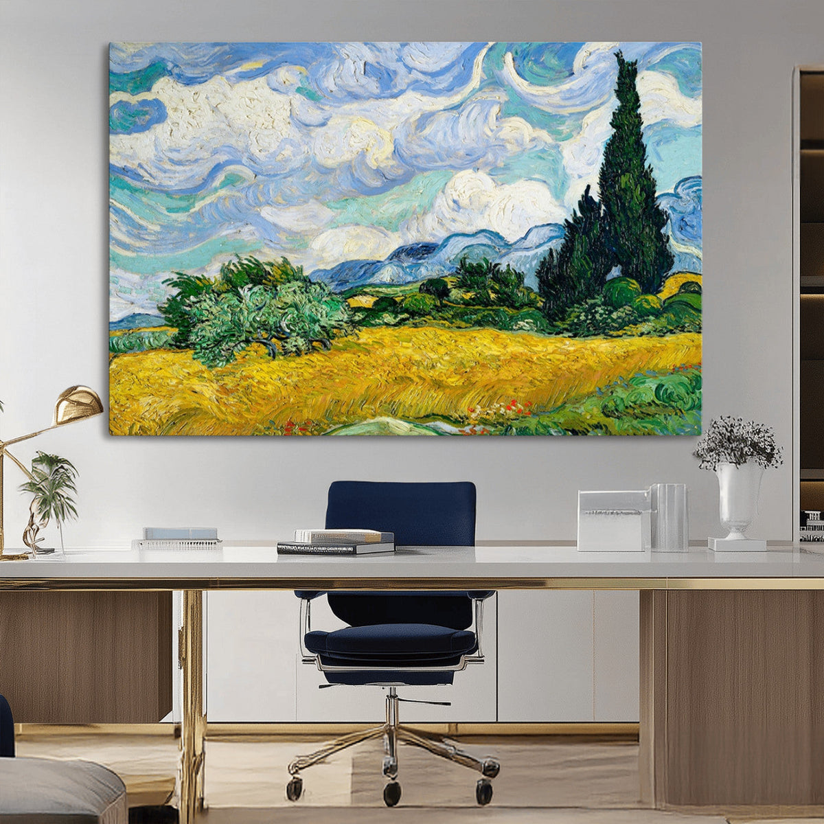 Wheatfield With Cypresses By Van Gogh Painting Wall Art