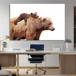 Mother and Baby Bear Canvas Wall Art - Adorable Wildlife
