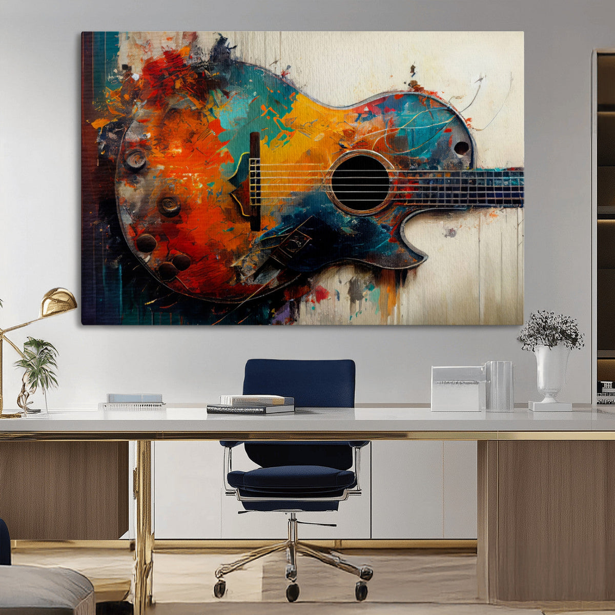 Abstract Guitar Wall Art Canvas | Vibrant Music-Inspired Art