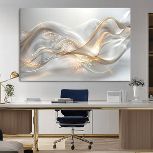 Abstract art Grey and Gold Lines Wall Art
