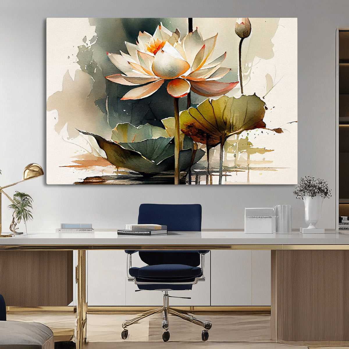 Lotus Flower Watercolor Canvas Print – A Symbol of Serenity