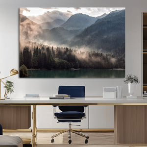 Foggy Mountain Canvas Print Forest Wall Art