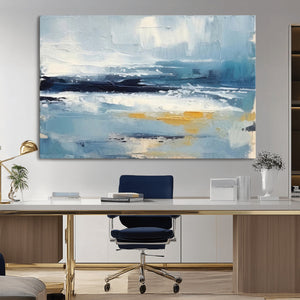 Abstract Ocean Canvas Wall Art - Coastal Blue and Gold