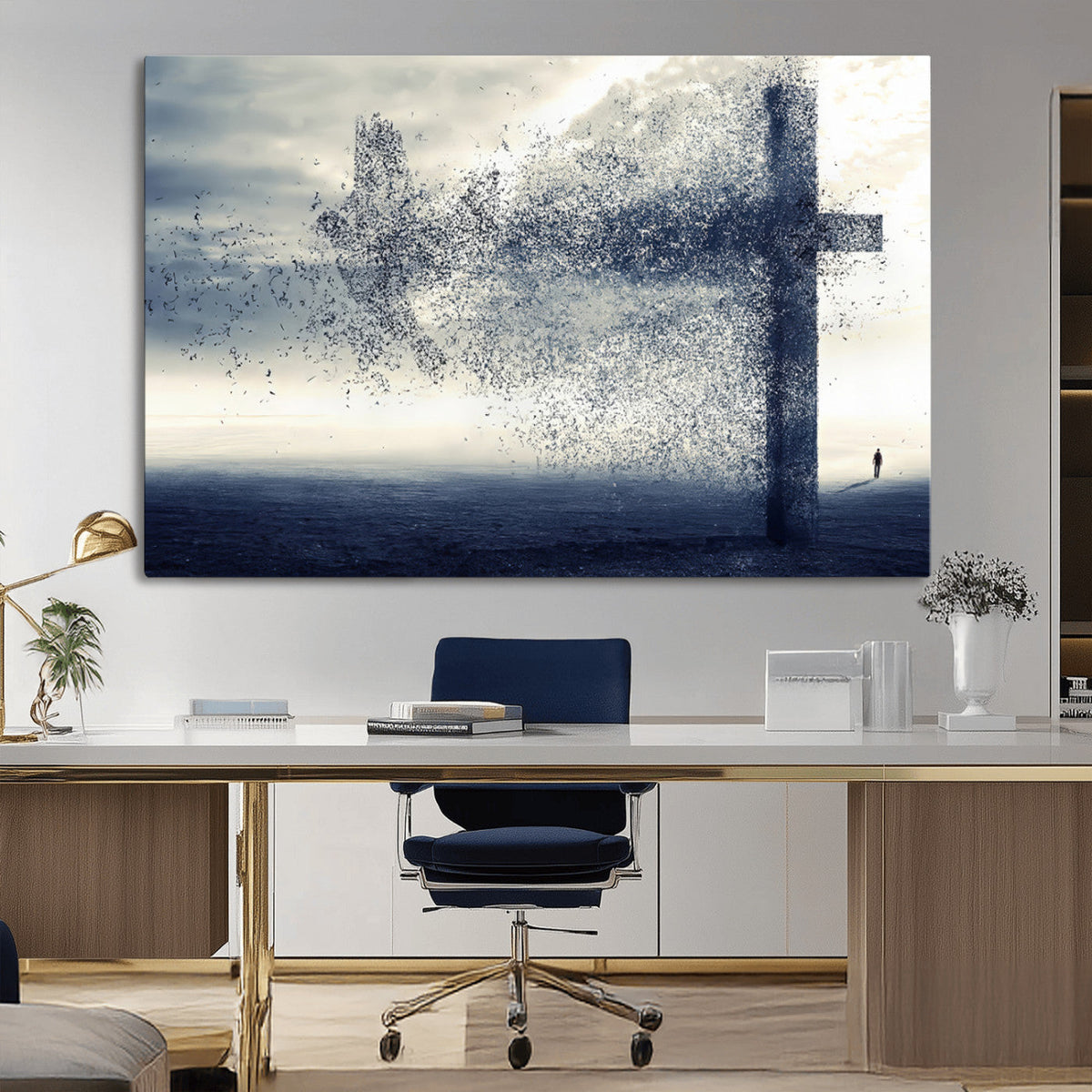 Jesus and the Fading Cross Wall Art Print – Symbol of Faith,