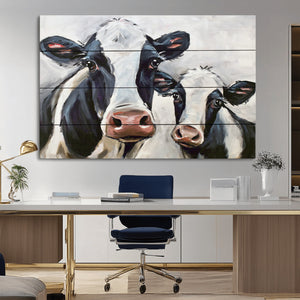 Vintage Baby and Mom Cattle Wall Art Canvas Print