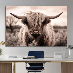 Scottish Cow Longhorn Wall Art Canvas Print