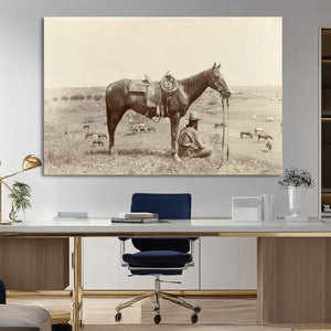 Cowboy Wall Art - Western Horse Canvas Print - Vintage