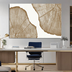 Rustic Brown Tree Ring Wall Art Canvas Print – Framed and