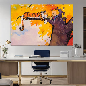 Calvin and Hobbes Tree Scene Canvas Print | 3 Panel Large