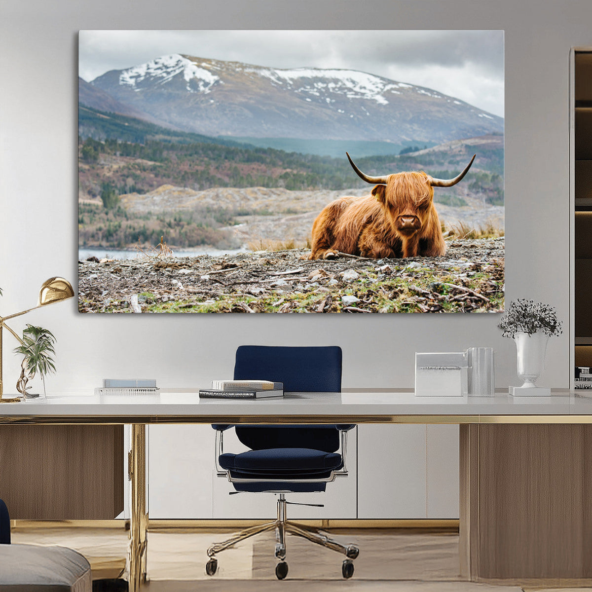 Highland Cow Horn Farm Wall Art Canvas Print
