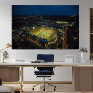 Michigan Stadium Night Game Wall Art – Sports Arena Aerial